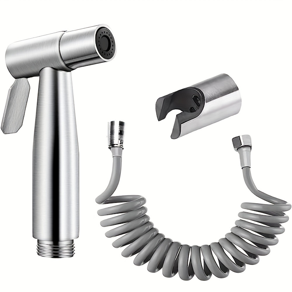 

3pcs/ Set Premium Stainless Steel Bidet Sprayer Set - Easy Pressure Control, Complete Diaper Washer, Wall Hanging, Classic Design, And Installation Hardware Included