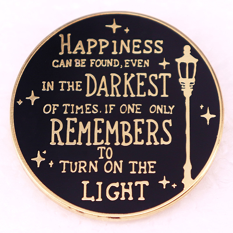 

Inspirational Quote Brooch Pin - ' The Light' Motif, Vintage Style Alloy Badge For & Party Wear