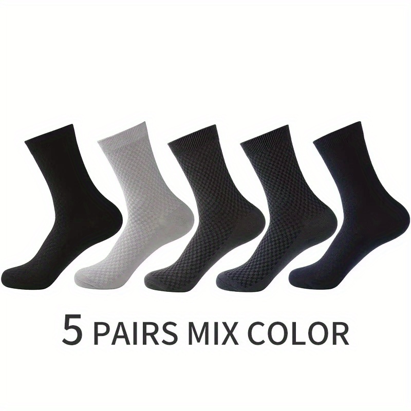 TEMU 5 Fiber Socks - 80% , 18% , 2% Spandex - Breathable, Hand Washable, , , Mid Height For Business Casual & Formal