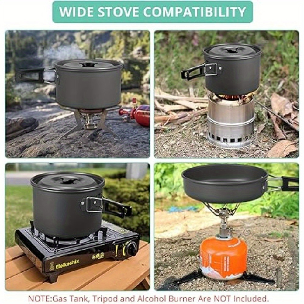 

Camping Cookware Set, Aluminium Camping Pots, Cookware With Folding Camping Stove, Lightweight Camping Stove For , Hiking For 2-6 People