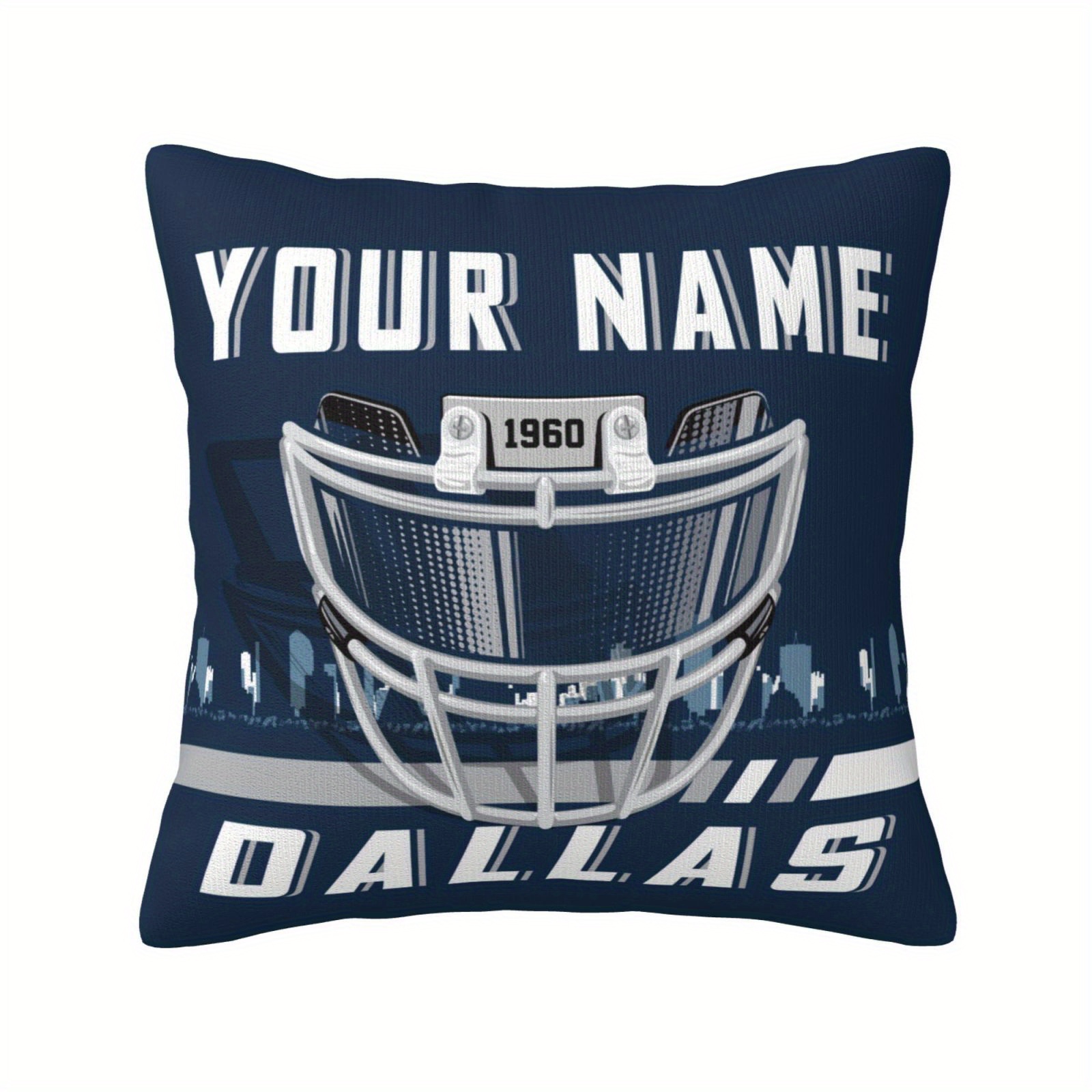 

Customizable Dallas Football Helmet Cushion Cover, Polyester Knit Fabric Square Throw Pillow Case For Bedroom Living Room Home Decor, Personalized Sports Pillowcase 18x18 Inches, No Power Required