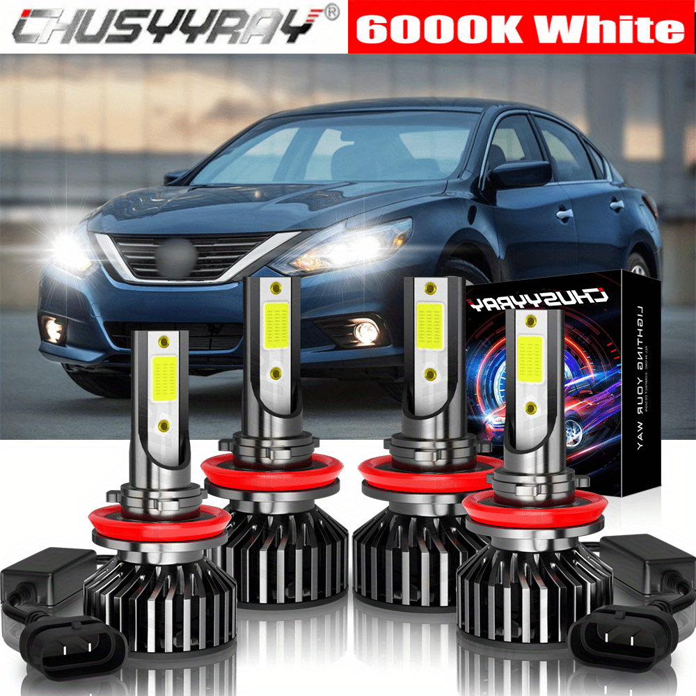 

Led Headlight Bulbs Combo H11 Fit For Altima 2007-2018 Two-sided Cob Chip 100w 30000lm 6000k Cold White, Pack Of 4