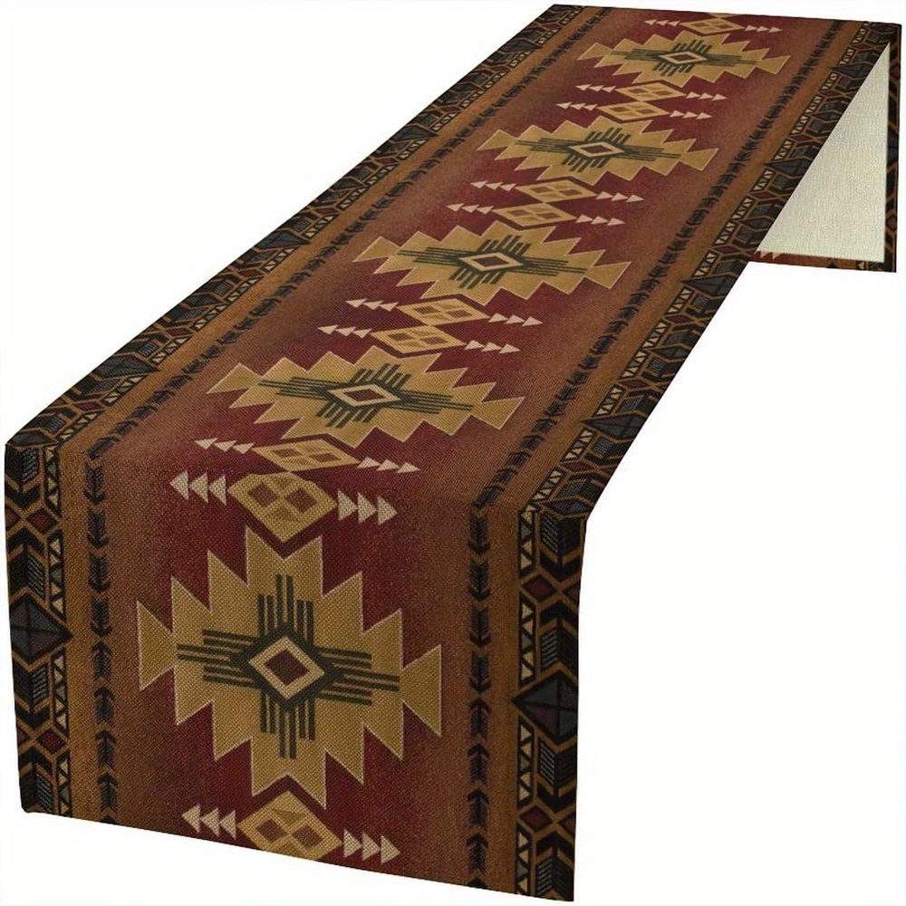 

Southwestern Tribal Aztec Table Runner - Woven Polyester, Vintage Geometric Dining Table Decor, Rectangular Kitchen Accent 13 X 72 Inches - Ideal For Seasonal Decor And Room Renovation