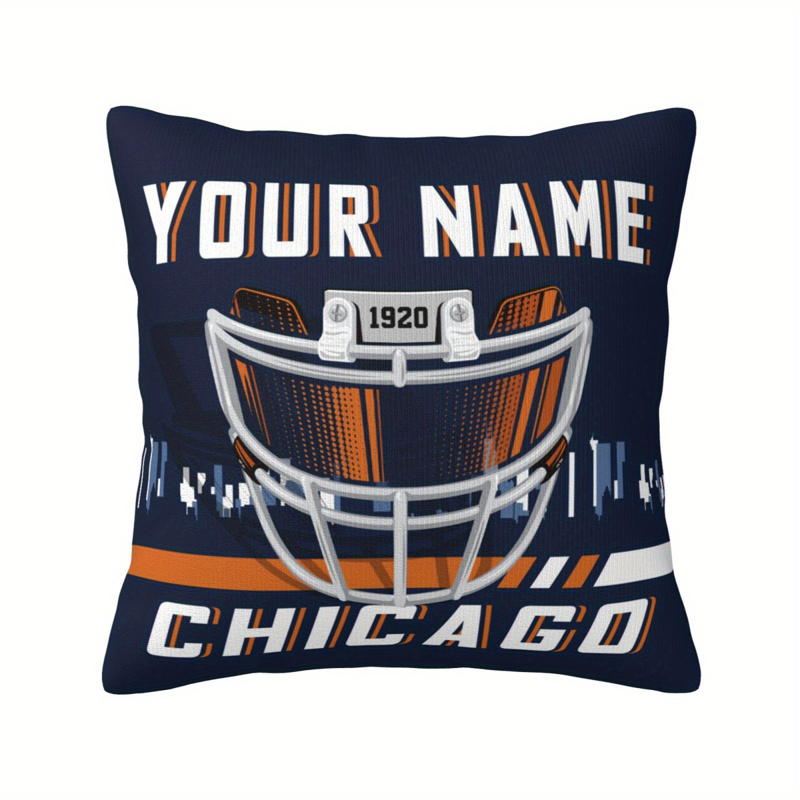 

Custom Chicago Football Throw Pillow Cover 18x18 Inches - Personalized For Bedroom & Living Room, Polyester Knit