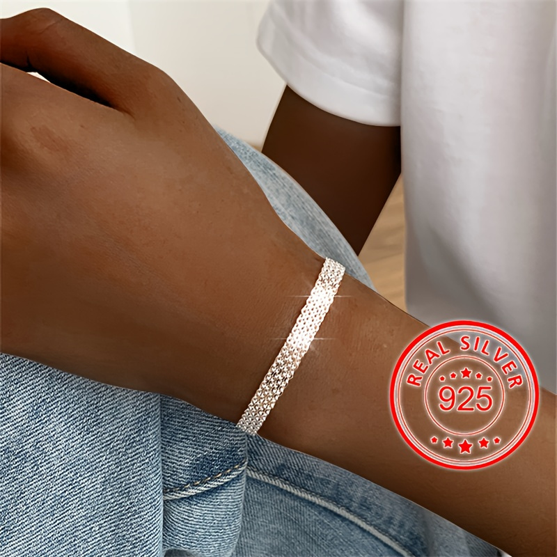 

1 New 925 Sterling Silver Mesh Bracelet, With Sparkling Accessories And Multiple Layers, Suitable For Daily Wear And Gift Giving