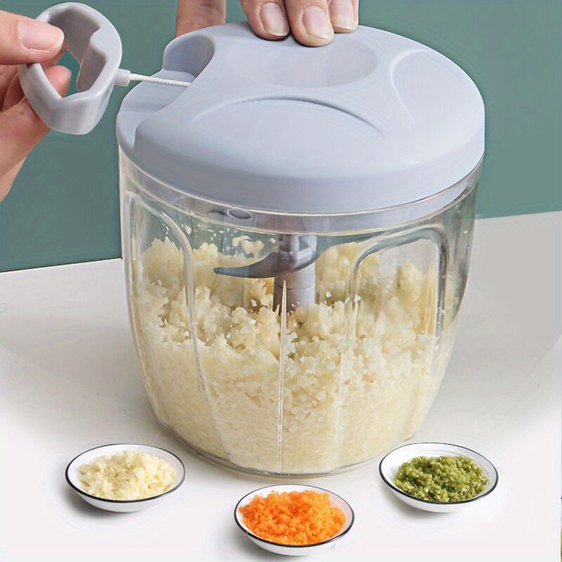 1 2pcs versatile kitchen food processor compact   for effortless meal prep garlic chopping vegetable dicing stainless steel blades no electricity needed details 4