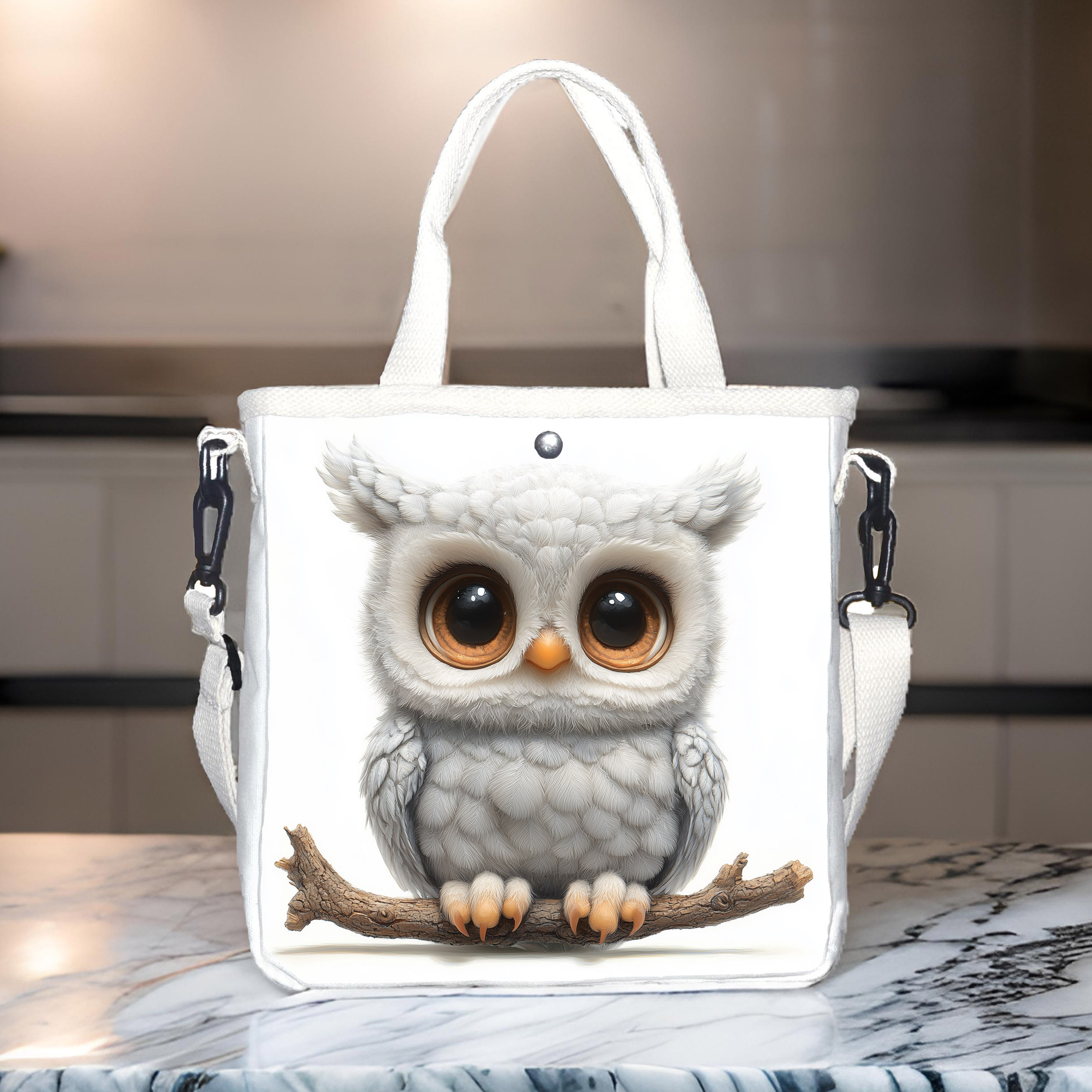 

Cute Owl Print Canvas Tote Bag, Lightweight Adjustable Strap Handbag For Daily , Unlined Fashion Travel Shoulder Bag, Travel Bag