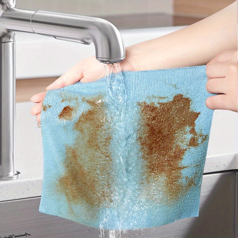 20pcs ultra soft microfiber cleaning cloths absorbent non stick oil dish towels for kitchen home use washable reusable   dishes furniture outdoor cleaning lazy rag cleaning supplies dry wet use degreasing cloths details 7