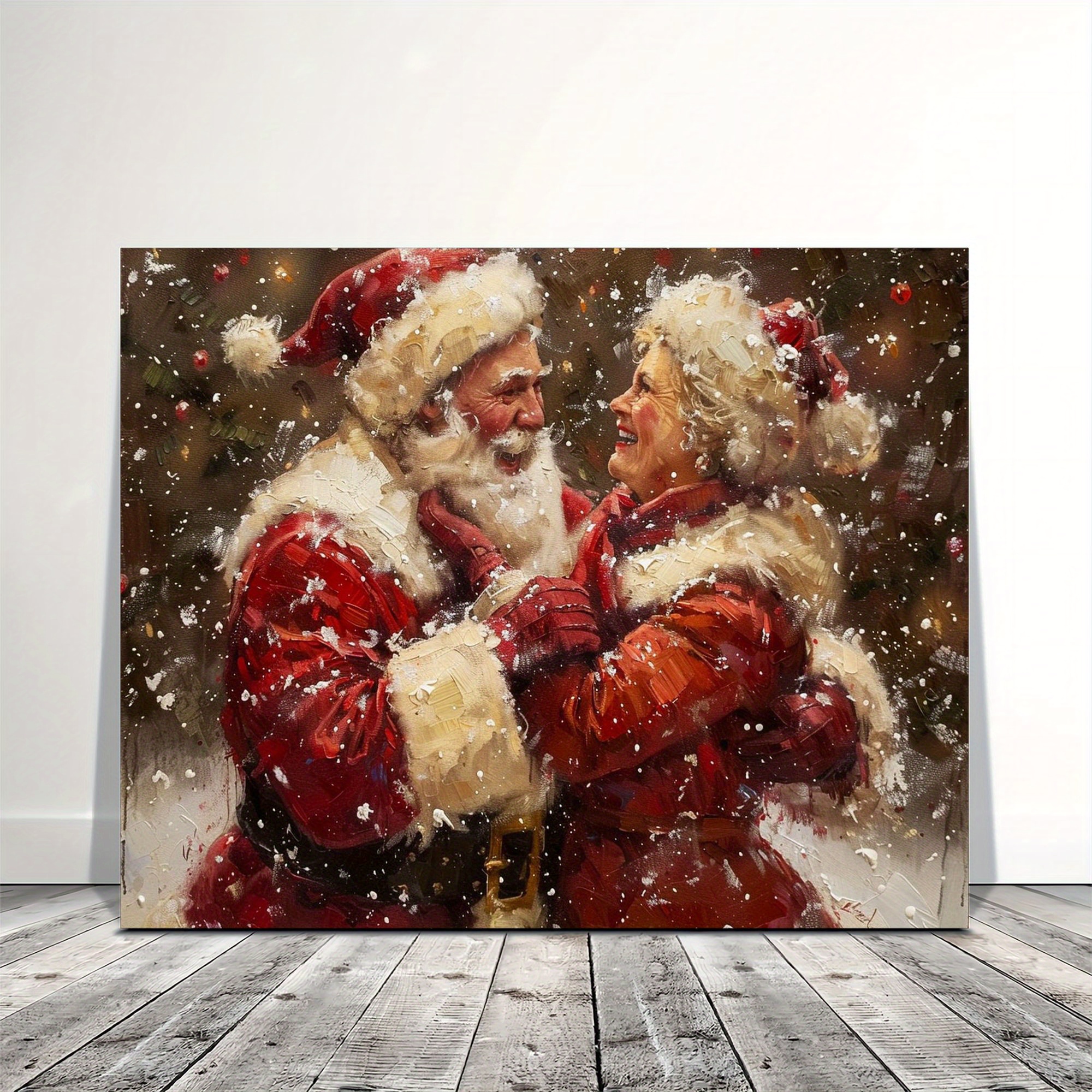 

1pc, Santa Claus & Canvas Wall Art, 11.8x15.7 Inches, Wooden Framed, Festive Holiday Decor, Joyful , Perfect For Living Room, Thanksgiving, Christmas, , Mardi Gras, Bachelor Party