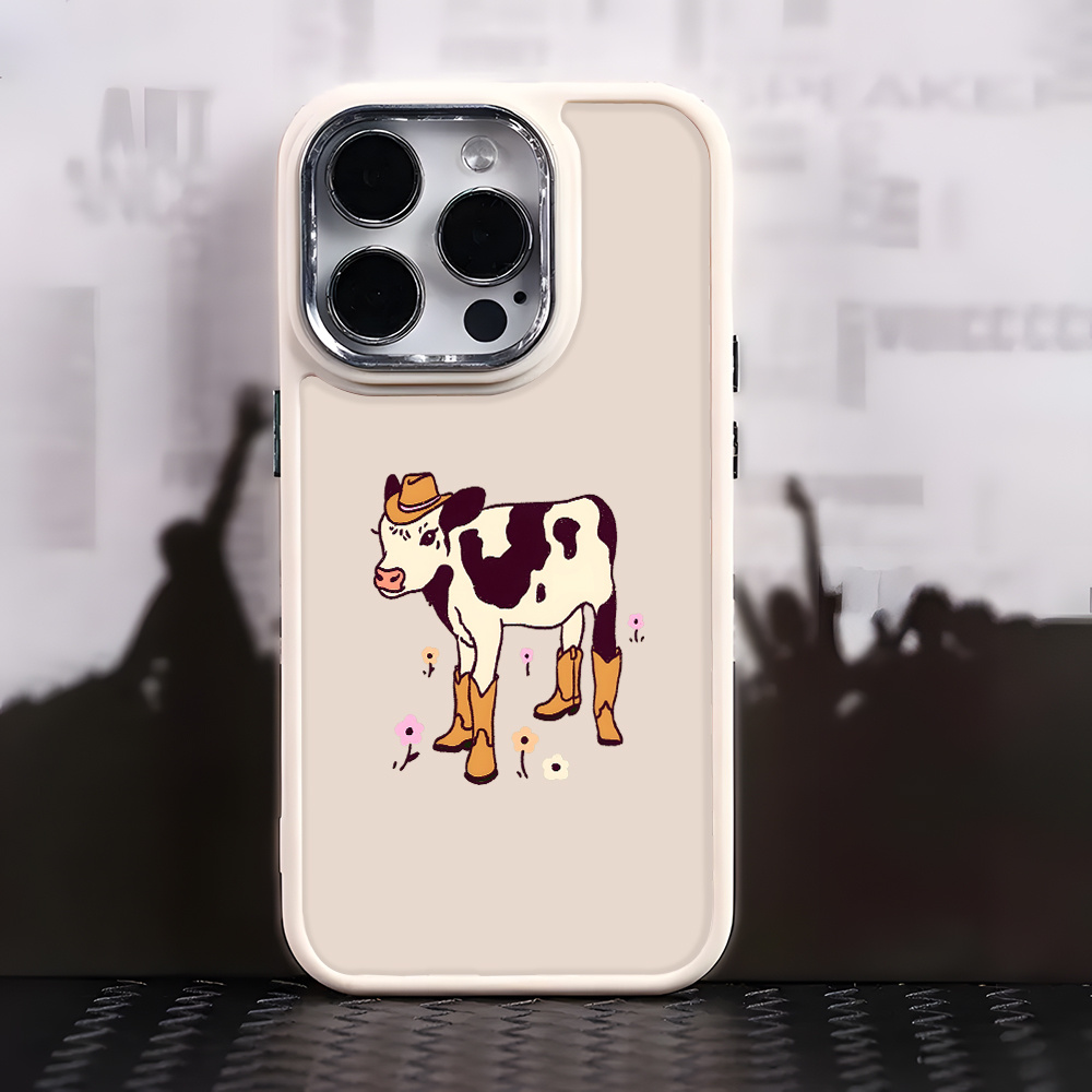 aesthetic western cute cow pink flower phone case - Temu