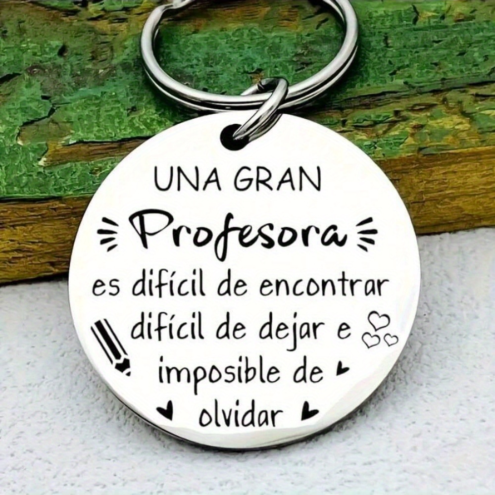 

A Spanish Teacher Appreciation Keychain, A Lovely Steel "una " Round Key Ring, The For Teacher's Day Back-to-school Season