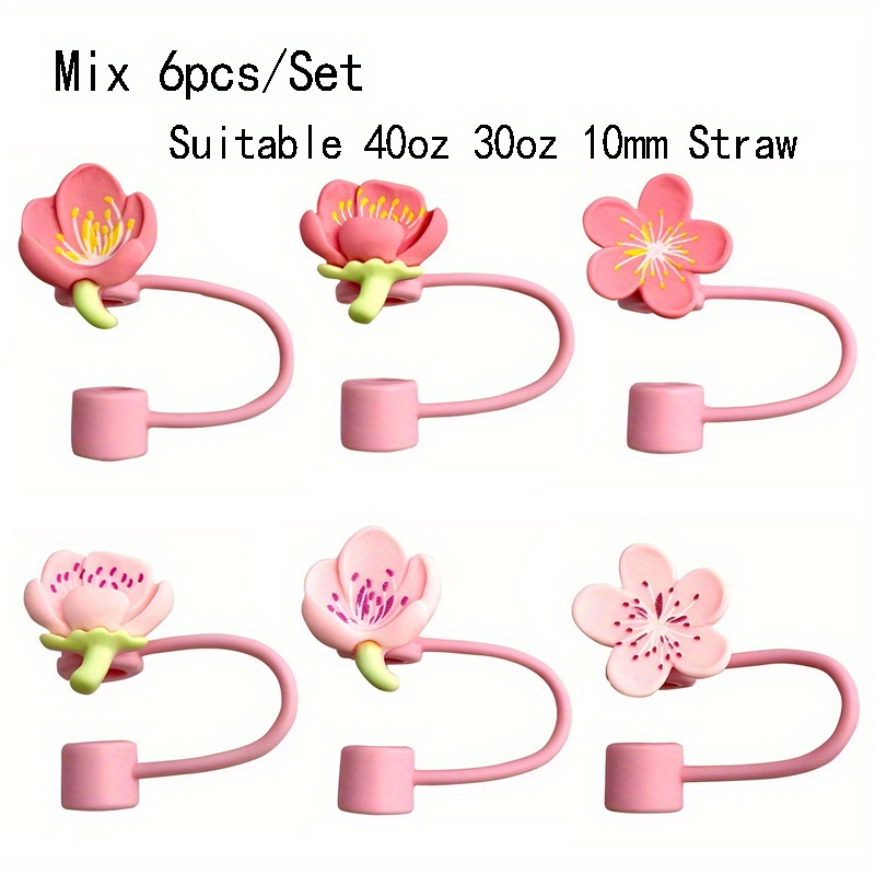 

Mix 6pcs/ Sets Bpa-free Silicone Straw Cover Reusable, Blooming Model Straws Toppers, Suitable 40oz 30oz 10mm Straw