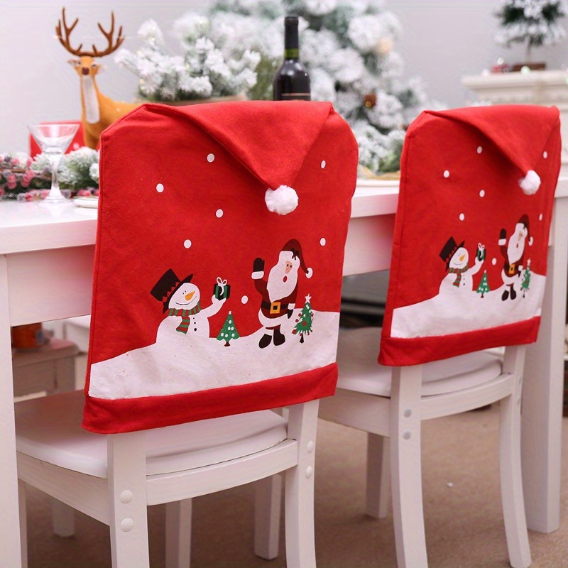 

Christmas Red Non-woven Printed Chair Cover 6 Sets