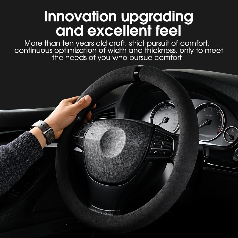 

Car Suede Steering Wheel Cover, Anti-slip Breathable Car Steering Wheel Protector Universal For -15 Inch Car Accessories