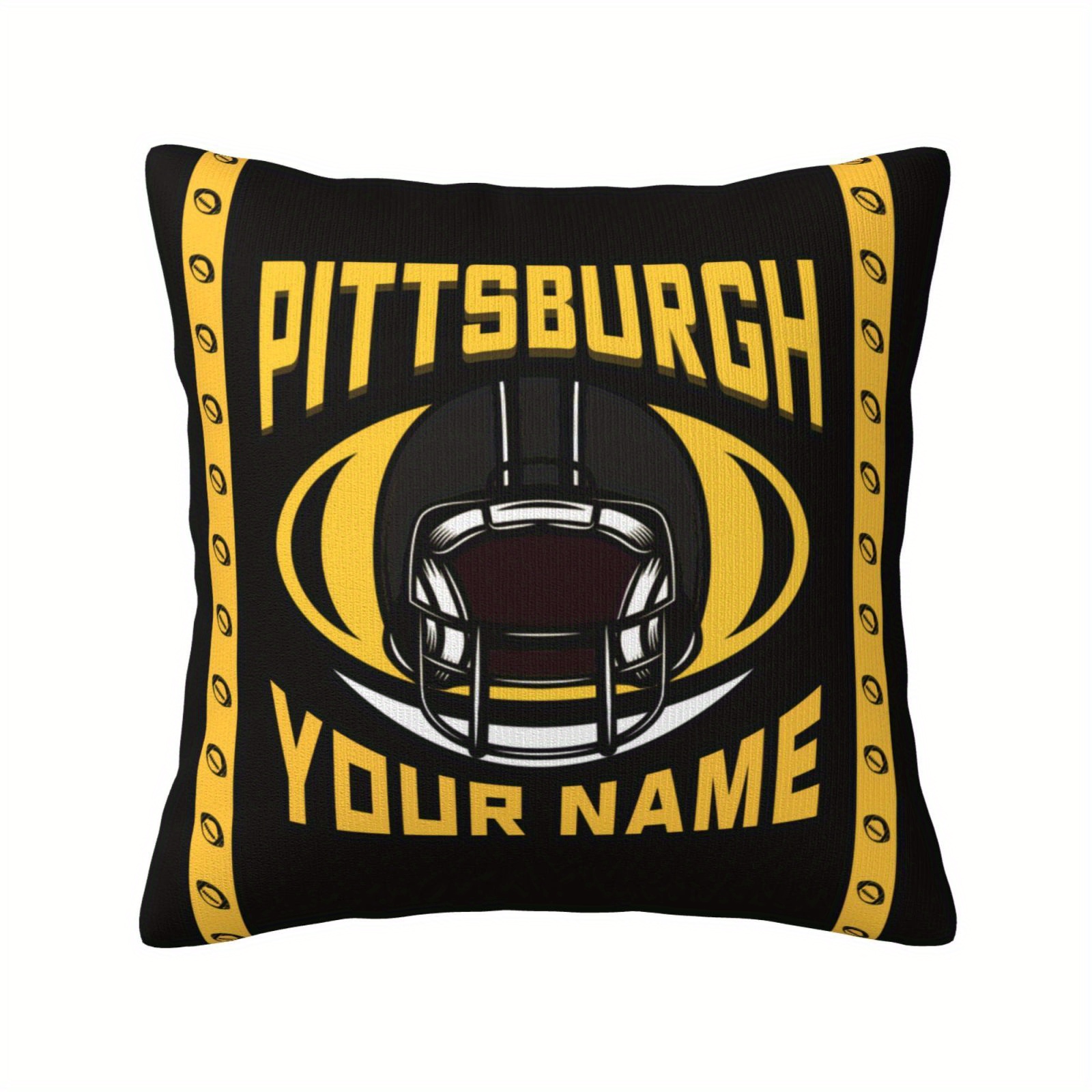 

1pc Personalized Pittsburgh Throw Pillow Cover, Customized Sports Football Pillow Case For Bedroom Living Room Home Decorations, Custom Pillowcase 18x18 Inches