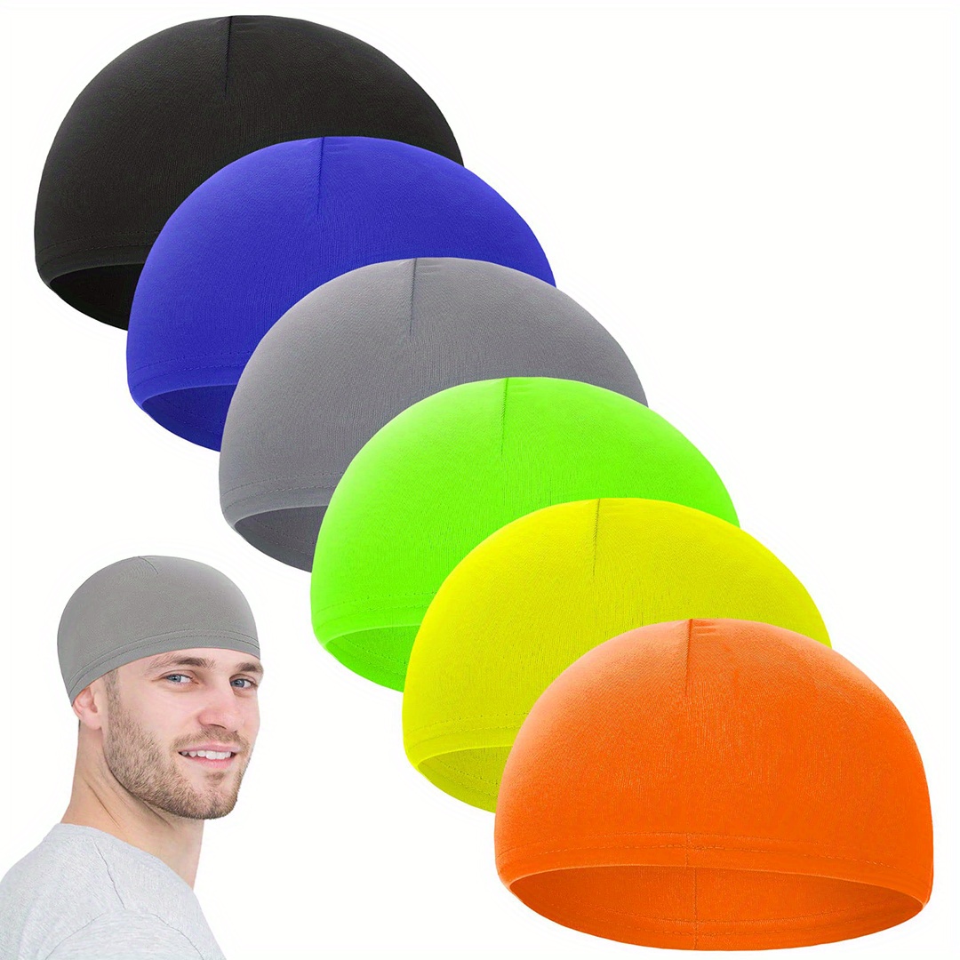 

6-pack Cooling Skull Caps Helmet Liner Sweat Wicking Beanie Bandana Head Wrap - Polyester 95%, Spandex 5% Knitted Fabric, Unisex