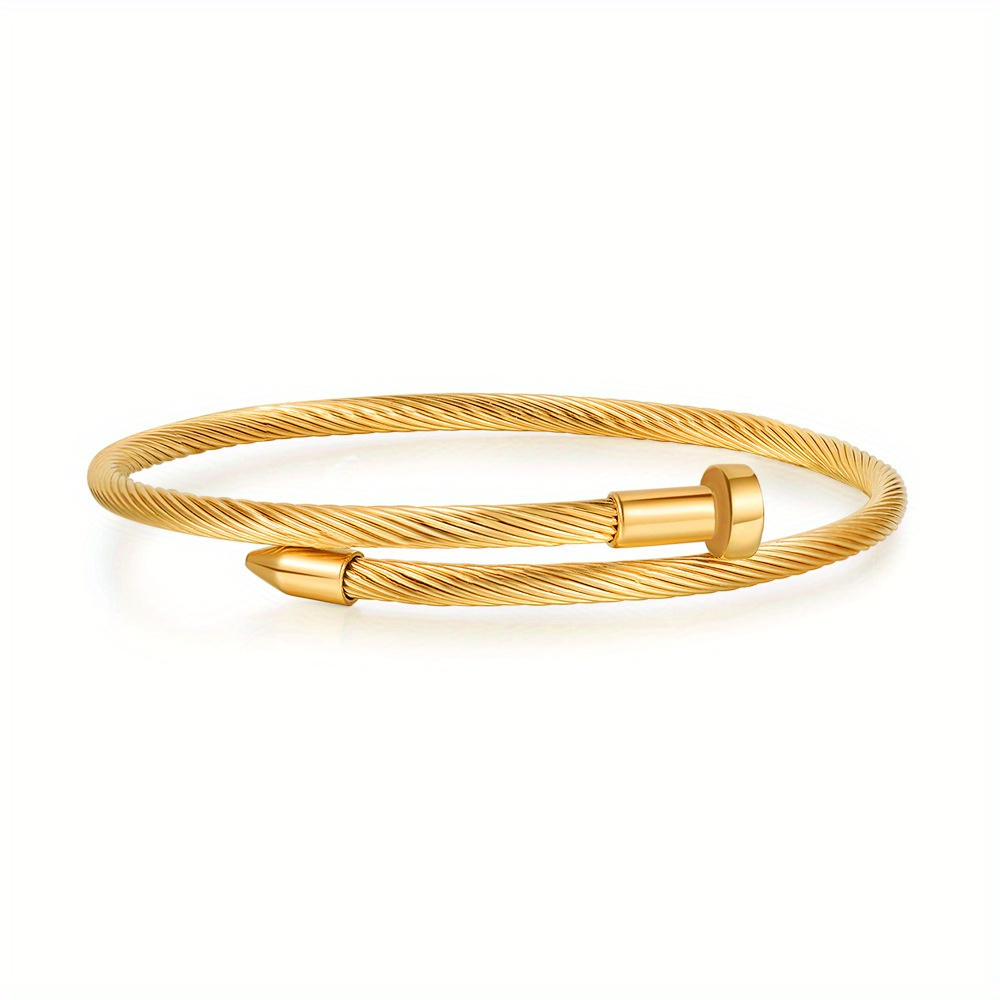 

Stainless Steel Wire Rope Bracelet European And American Nail Spiral Adjustable Open Bracelet Titanium Steel Nail Bracelet Bracelets