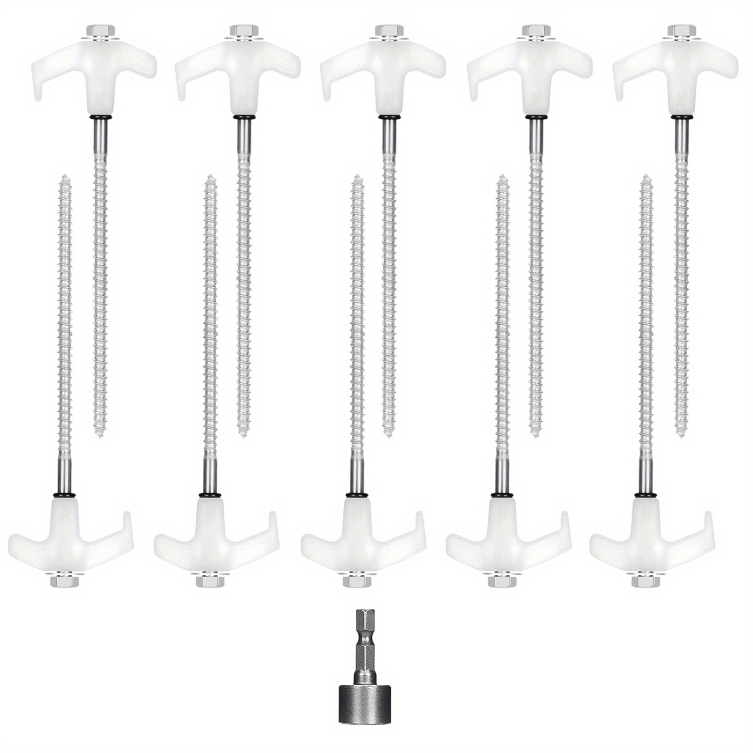 TEMU 30 Pack Tent Stakes Heavy Duty - 8" Ground Anchors Screw In - Camping Stakes With Grow In The Dark Heads - Metal Threaded Tent Spikes With Hex