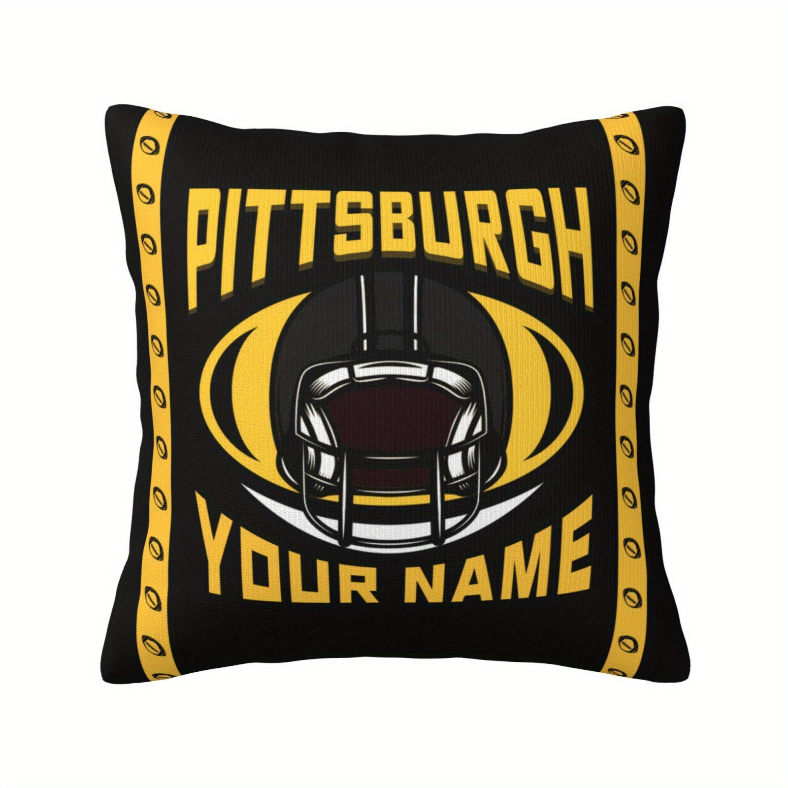 

Customizable Pittsburgh Football Helmet Throw Cushion Cover 18x18 Inches, Knit Polyester, Square Decorative For Bedroom And Living Room, No Power Required