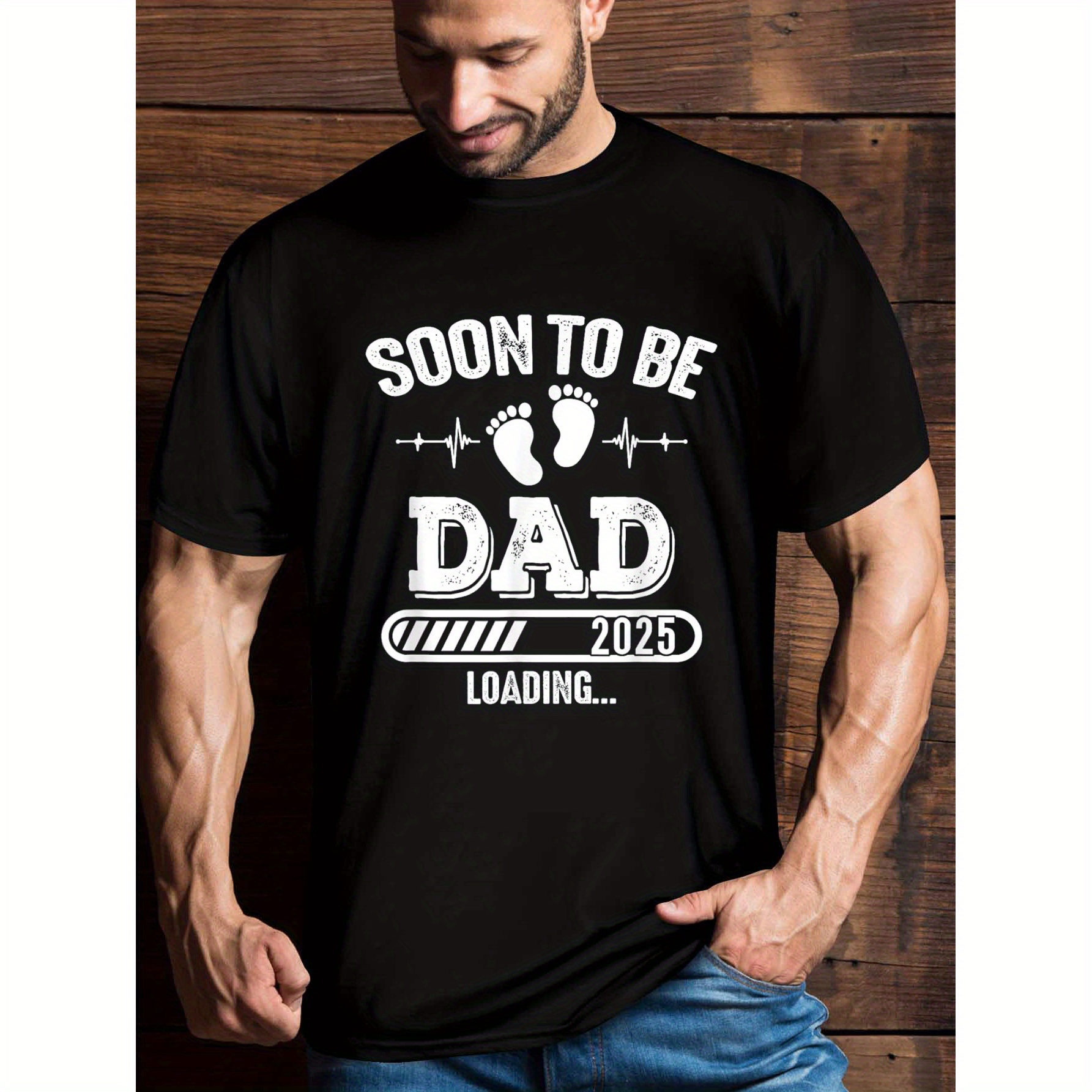 

Unique Soon-to-be Dad 2025 Graphic T-shirt- Men's Short Sleeve Crew Neck Novelty Tee With Fun Humorous Design For Pregnancy Announcement- Classic Fit, Comfortable Wear