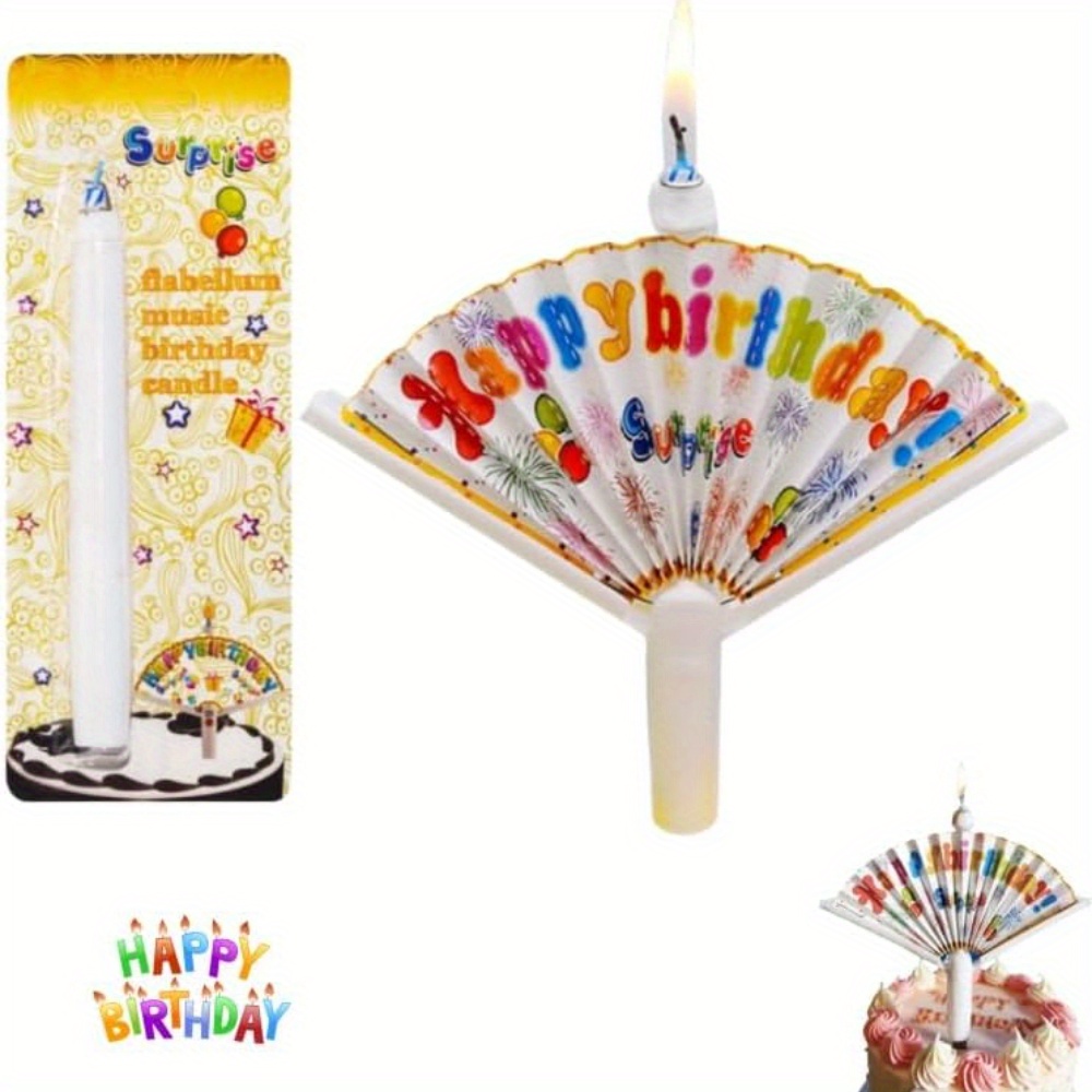 

1pc Automatic Opening Birthday Fan - Reusable Creative Birthday Candle Decoration, Plastic Cake Topper With No Feathers, Battery-free Operation For Party Supplies & Special Occasions