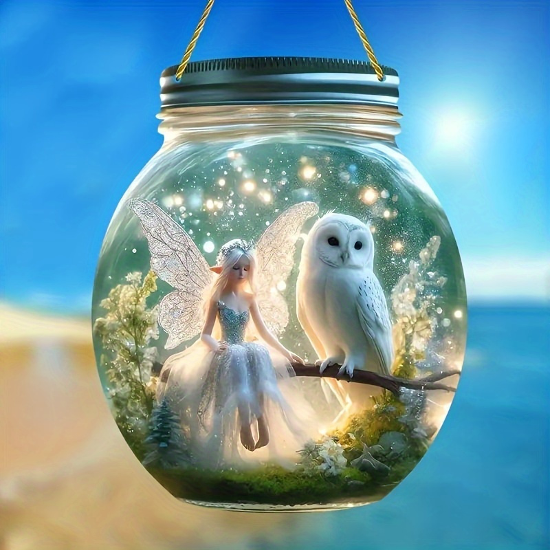 

Fairy And Owl Acrylic Snow Globe, 7.8inch Diameter, 6.7inch Height, Battery-free, Hanging Holiday Ornament, Festive Decor For Christmas, , Thanksgiving, New Year, Fairy Tale Theme