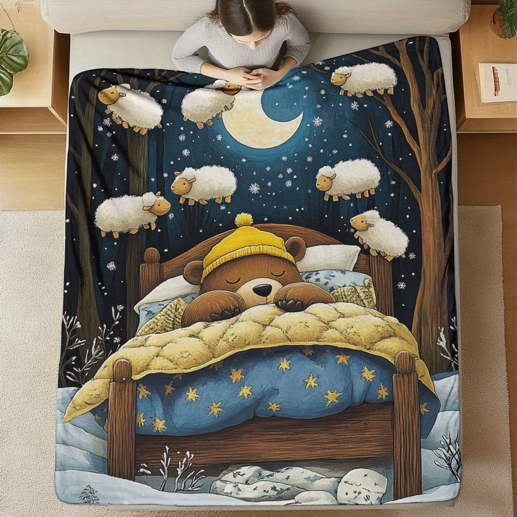 

1pc, Sleeping Pattern, Soft And Warm Print Blanket, Great Holiday Gifts For , Friends, Family And Lovers For , Camping, Travel, Cars, Office Home Decor