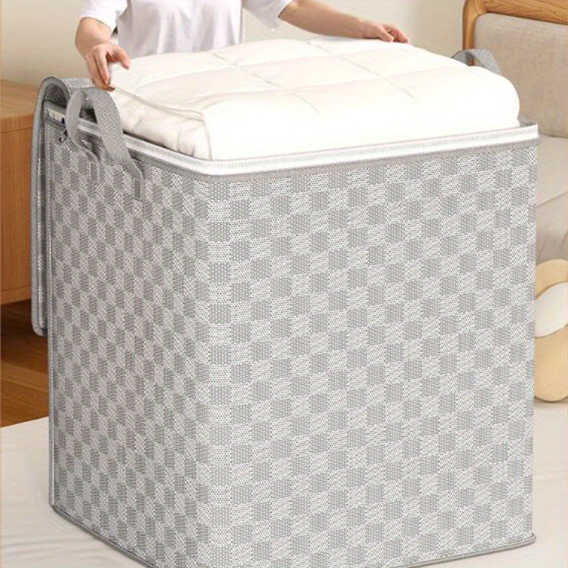 

30/ 110/ 150/ 220l Checkered Cloth Bin: For Bedding, Linens, And - Lid And - 60 Kg -bearing