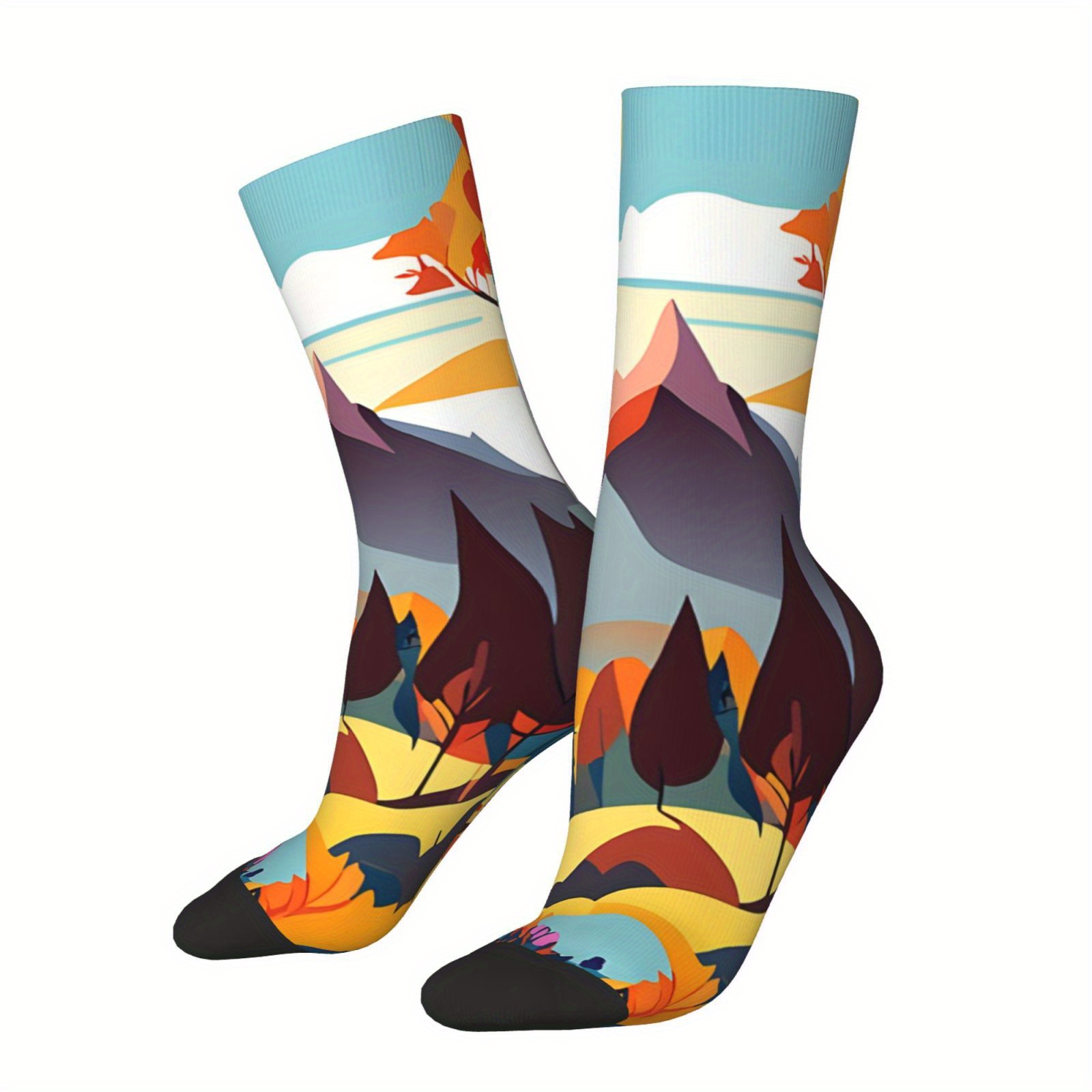 

Men's Novelty Crew Socks - Funny Nature & Landscape Art, Seamless, Breathable Polyester , Gifts