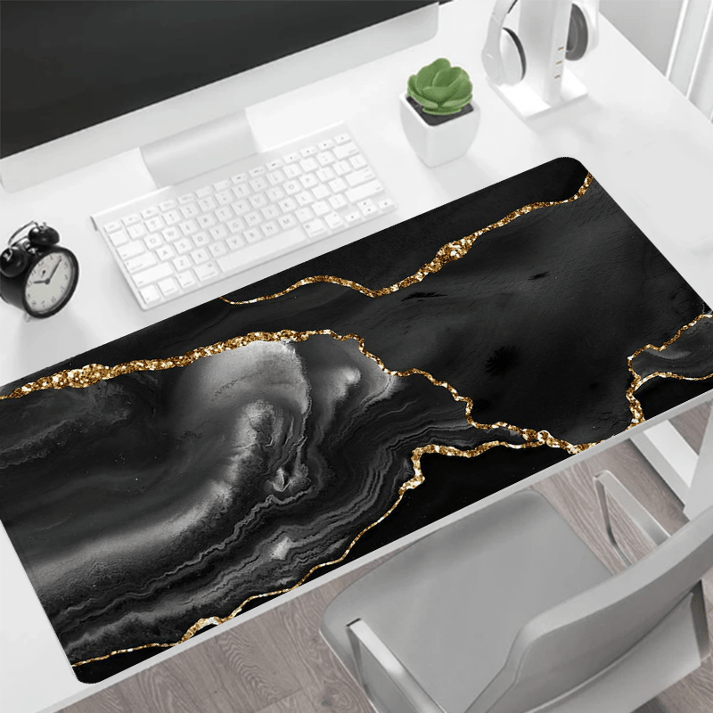 

Elegant Marble Mouse Pad With Golden Texture, Large 31.4x15.7 Inch Desk Mat For Gaming, Non-slip Rubber Base, - Ideal Gift For Girlfriend And Boyfriend, Mouse Pads For Desk