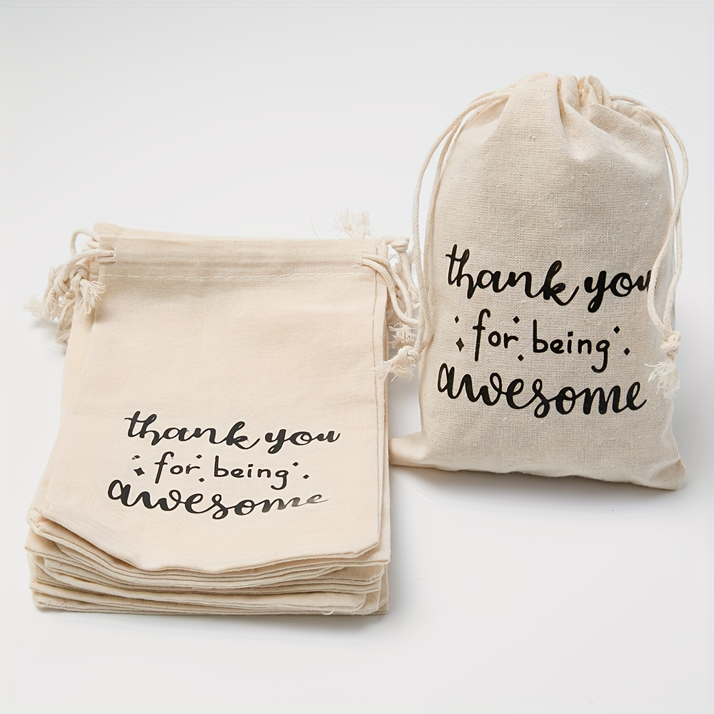 

20 Pack Cotton Drawstring Gift Bags With "thank You For Being Awesome" Print - Appreciation Pouches For Employees, Coworkers, Friends - Of Gratitude Party Favors