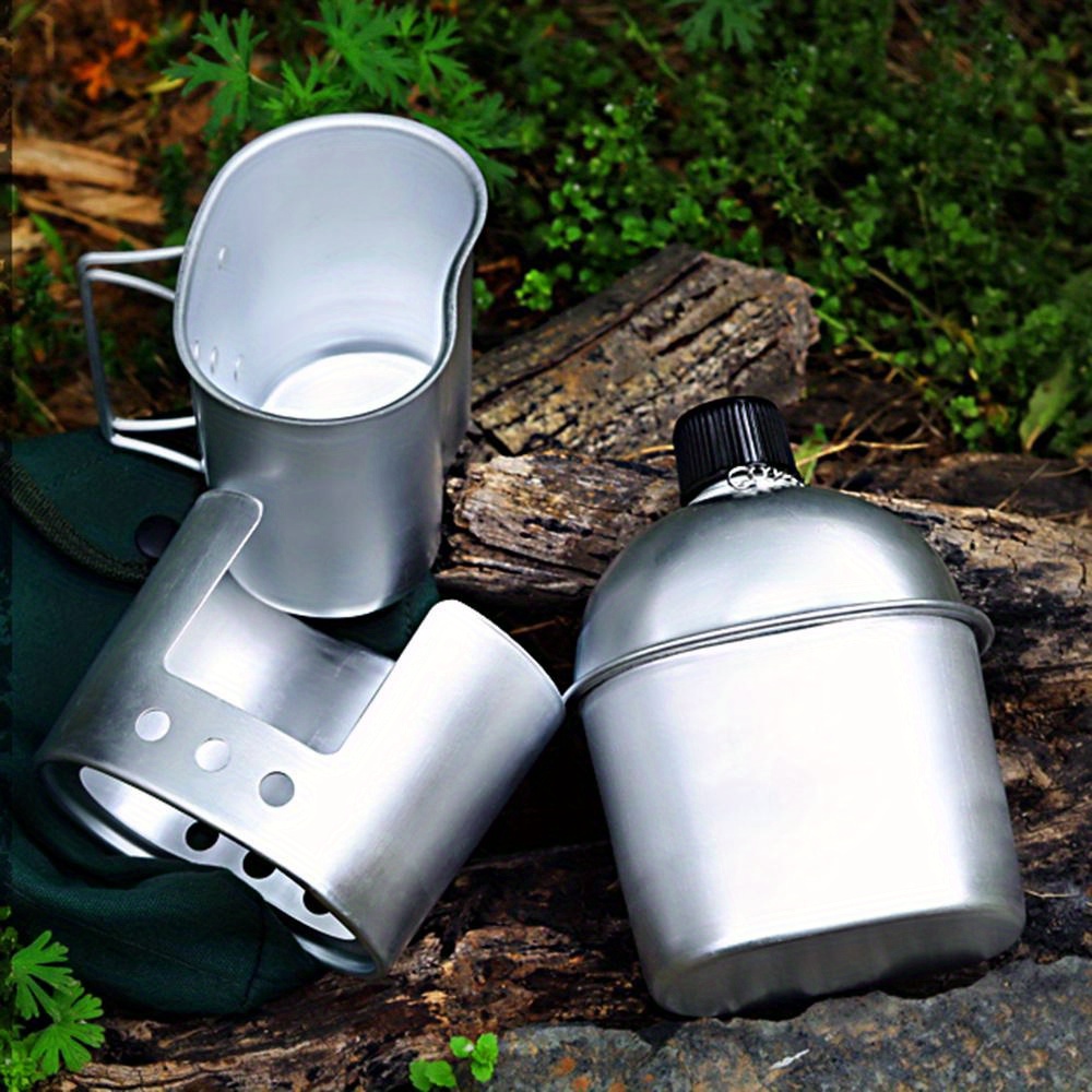 304 stainless steel   kit with cup portable cooking stove and canvas cover multi functional outdoor camping gear for hiking and backpacking age 14 details 0