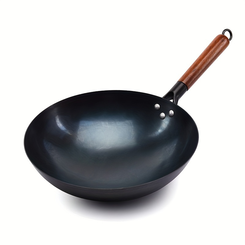 

Traditional Hand - Cast Iron Stir-fry Pan, Gas Stove Compatible, Ergonomic Wooden Handle, Wash, Cookware For Home And Restaurant