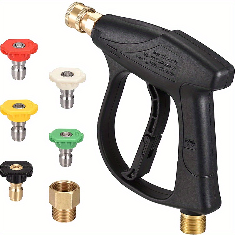 

1 Set Water , Car Washing Water , 1/4" 4350psi + 5 Nozzle , Foam Jet , Watering