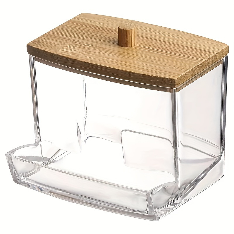 

Clear Acrylic Toothpick Dispenser With Bamboo Lid - Durable Plastic Toothpick Container For Home & Restaurant Use - Multipurpose Storage Organizer For Small Accessories