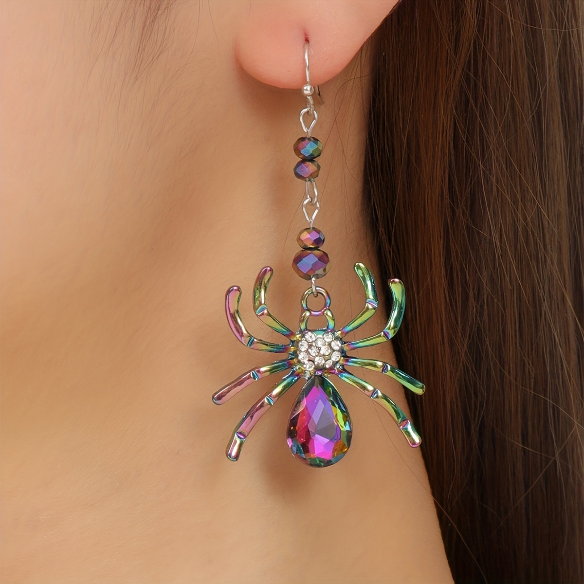 

Halloween Rhinestones Spider Pendant - Zinc Alloy Jewelry For Women