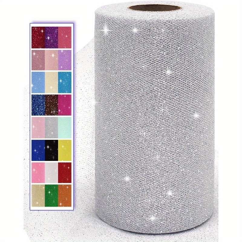 

Christmas Decoration - Silvery Tulle Roll 6 X 50 Tulle For , Christmas Decorations And Diy Crafts, For Wrapping Decoration