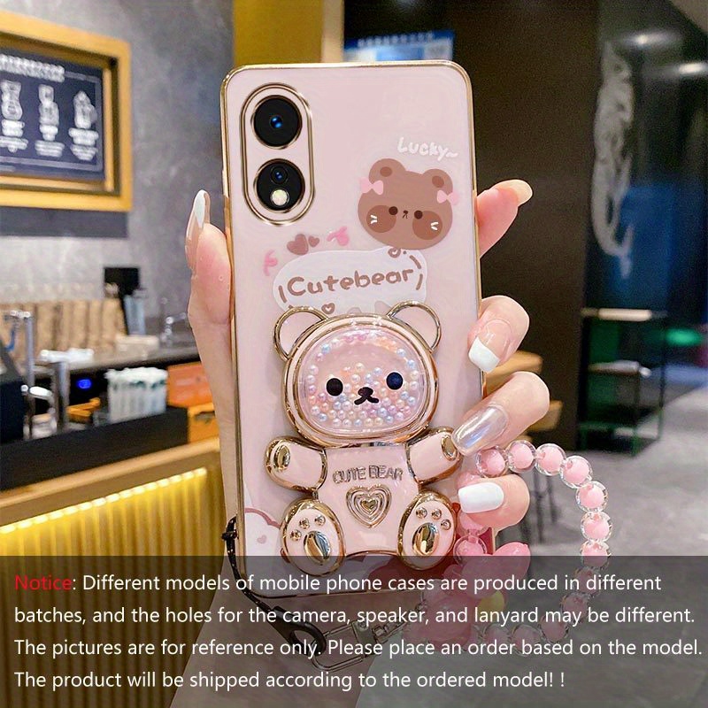 TEMU A38(4g) A18 Adorable Colorful Floral Lanyard Plated Phone Case For Oppo A38(4g) A18 Soft