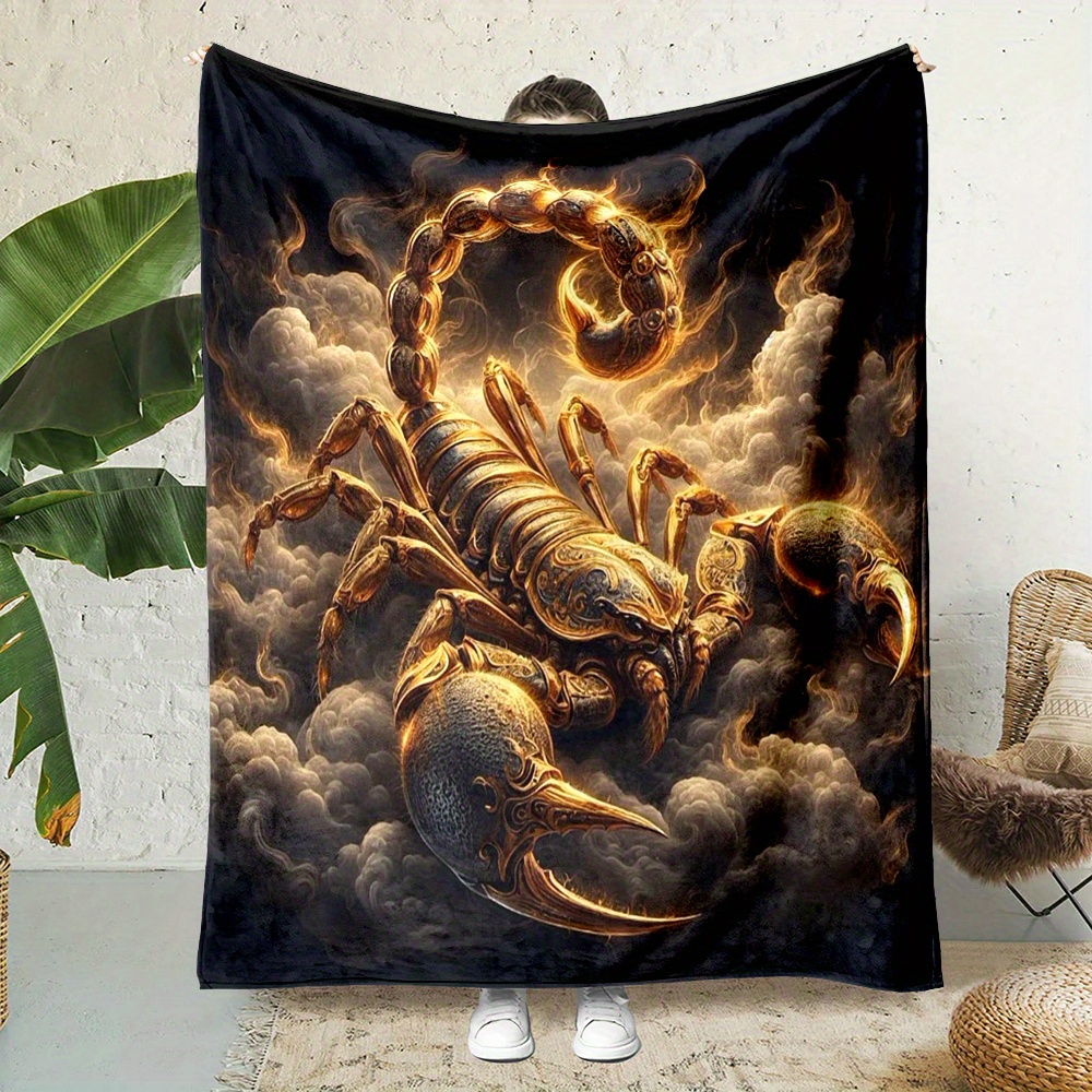 

Scorpio Zodiac Print Flannel Throw Blanket – Contemporary Digital Printed Polyester Microfiber, Soft Reversible All Seasons – Office Nap & Home Use – Ideal Gift For Family & Friends