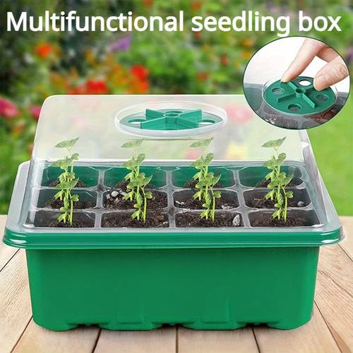 1 mini greenhouse seedling tray kit 12 cell plastic propagator box with vents and lid for humidity control for seed growing ideal for garden vegetables fruits and herbs no electricity required