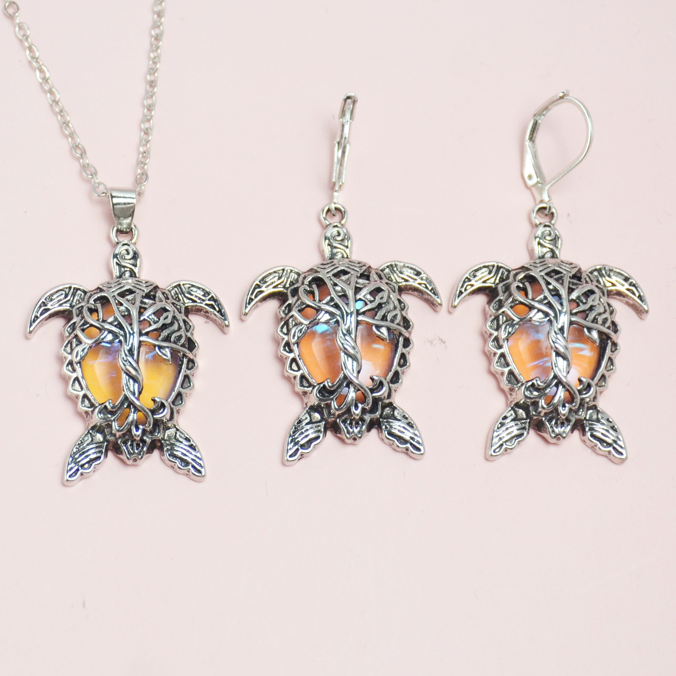 TEMU 3pcs Turtle Earrings Necklace Set Animal Pendant Earrings Christmas Halloween Jewelry Gift Birthday Party Anniversary Gift