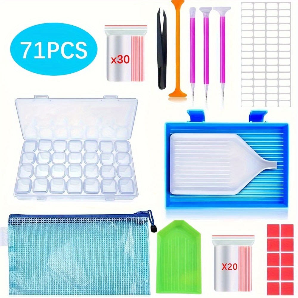 

Kit de en 5D de 71 pièces débutants - de broderie de portable outils et d'art d'embroiderie, matériel en plastique