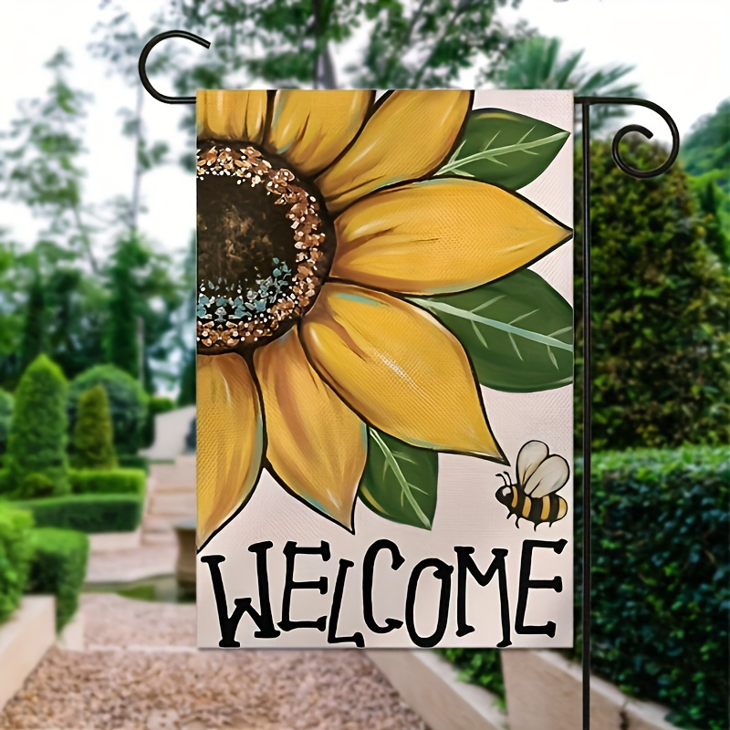 

Sunflower Welcome Garden Flag 12x18 Inch - Outdoor Decorative Polyester Banner For Home Porch, Holiday Party Supplies, Uncharged, Pole Mounting - Pack Of 1 (pole Not Included)