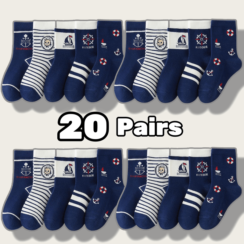 

Classic 20 Pairs/lot Carton Print Blue Girl Socks Autumn Winter Warm Middle Tube Socks