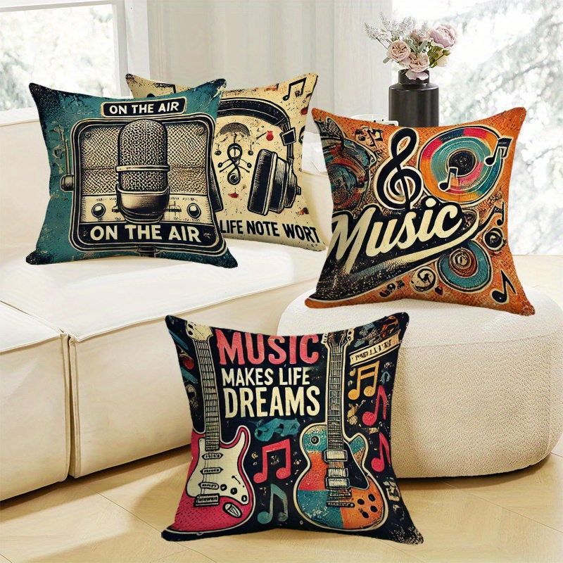 

4pcs Instrument Combination Pillowcase Set, & Comfortable , Washable, Suitable For Sofa And Bedroom Sofa