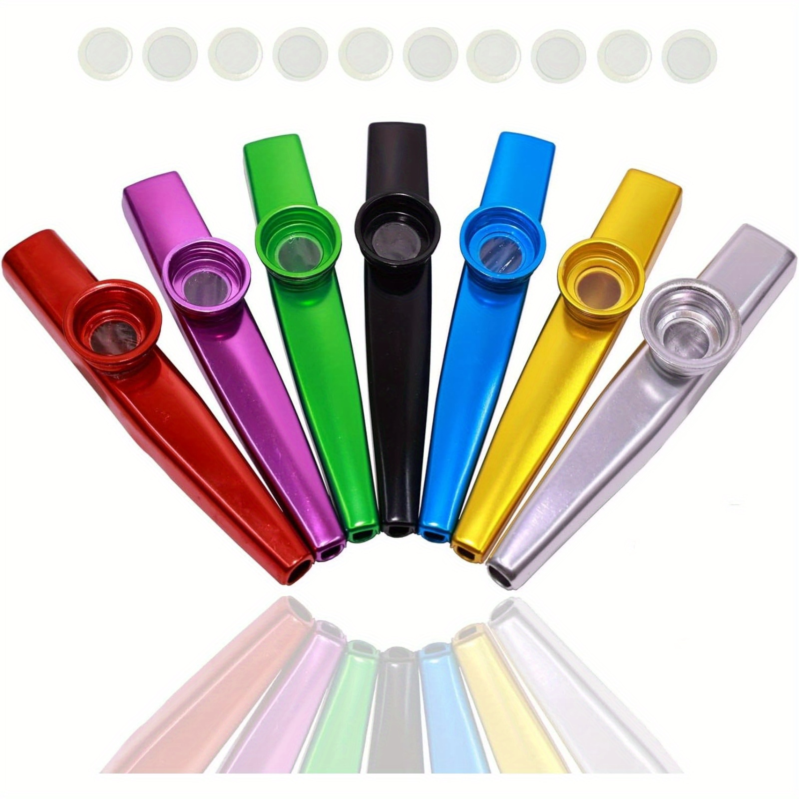 

7pcs Metal Kazoos With 20pcs Flute Diaphragms, Musical Instruments, A For Ukulele, Violin, Guitar, Keyboard. Christmas Gift