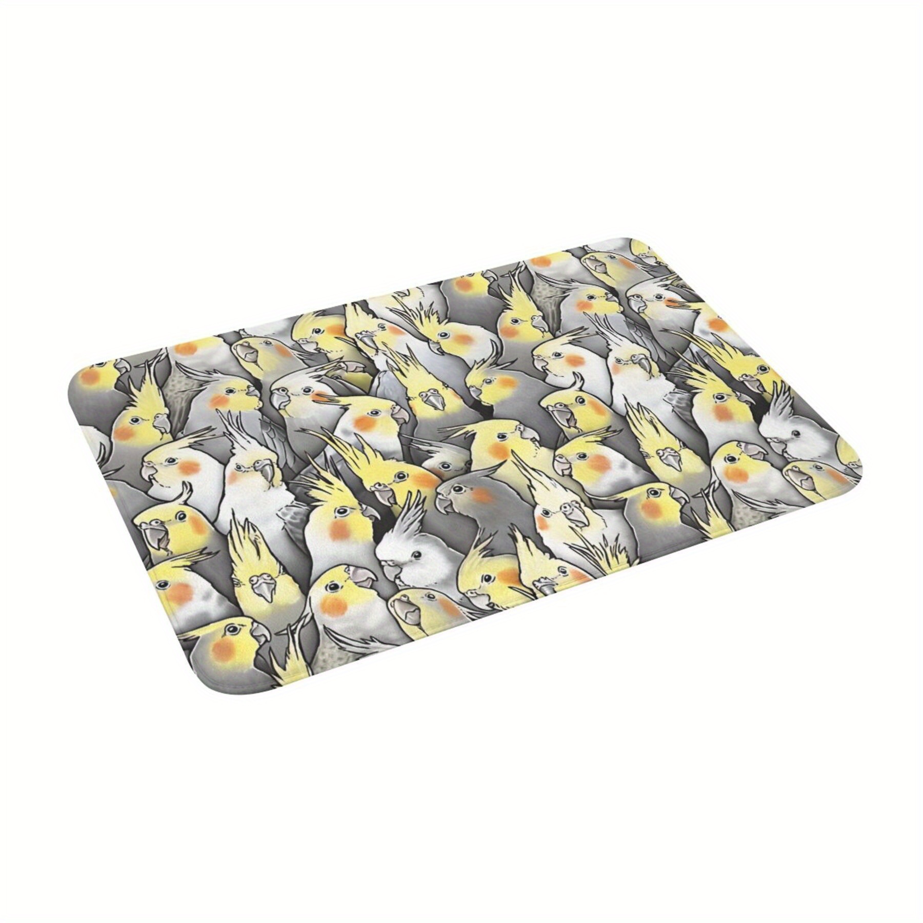 

Vibrant Cockatiels Non-slip Doormat - Machine Washable, Ultra-lightweight & Water-resistant Polyester Rug For Living Room, Balcony Entrance & Areas - Easy Clean, Home Decor