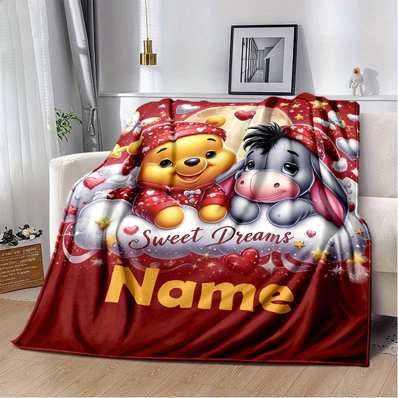 

Personalized Bear & Donkey Custom Name Blanket - Soft, Warm Flannel Throw For Bed, Sofa, Picnic | All-season Cozy Gift