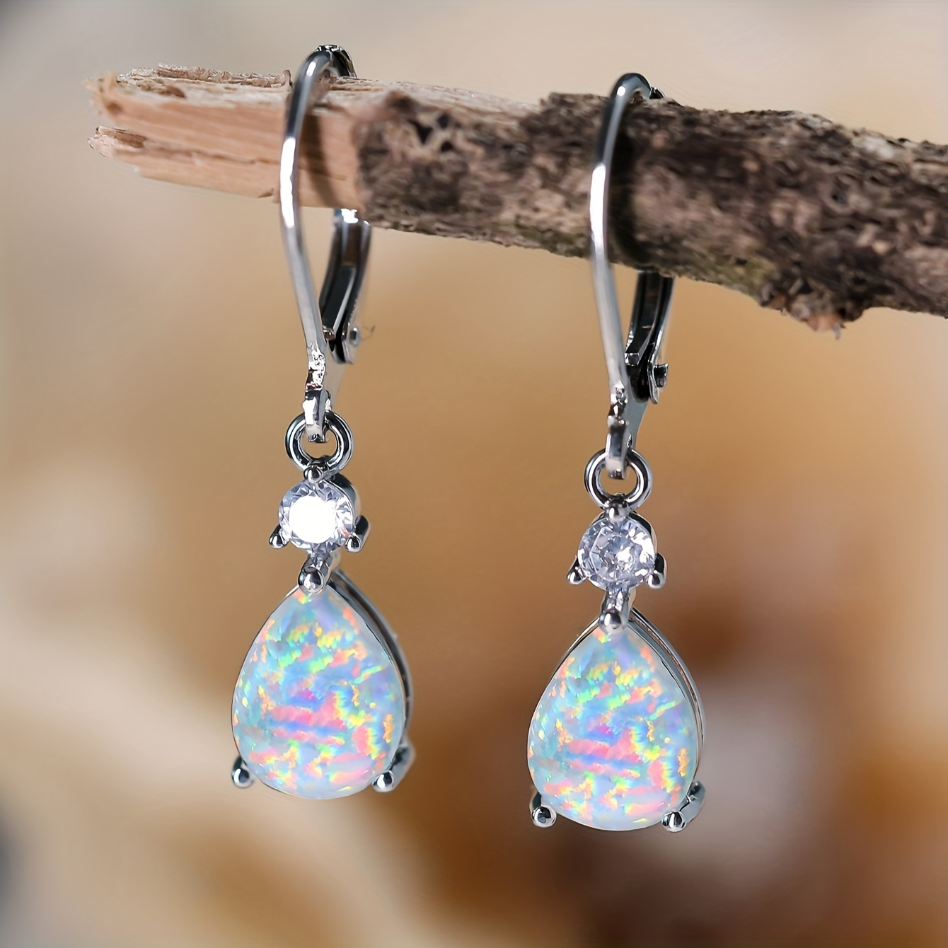 

Elegant S925 Sterling Silvery Water Drop Opal Earrings - Perfect For Parties & Gifts, Hypoallergenic