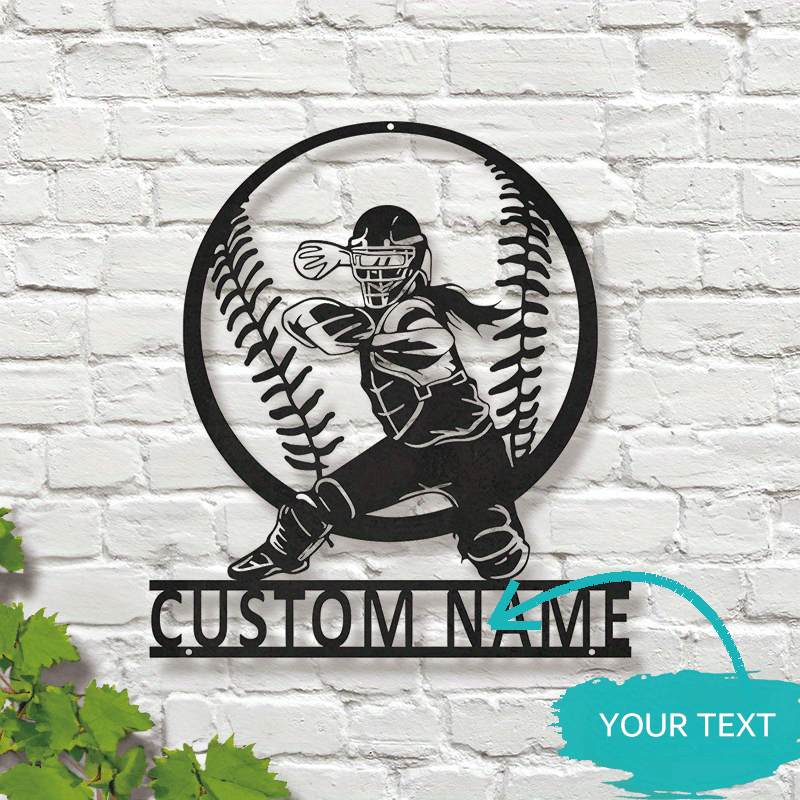 

Personalized Metal Wall Art, Custom Name Softball Decor, Vintage Style No-feather Hanging Ornament, Generaling Fit For Room Decoration, Metal Material Without Electricity